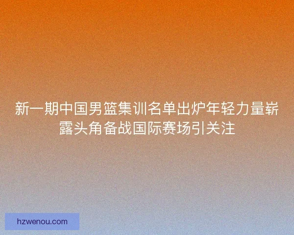 新一期中国男篮集训名单出炉年轻力量崭露头角备战国际赛场引关注