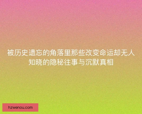 被历史遗忘的角落里那些改变命运却无人知晓的隐秘往事与沉默真相